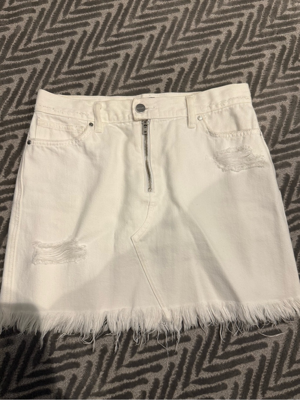 Sanctuary White Distressed Denim Mini Skirt